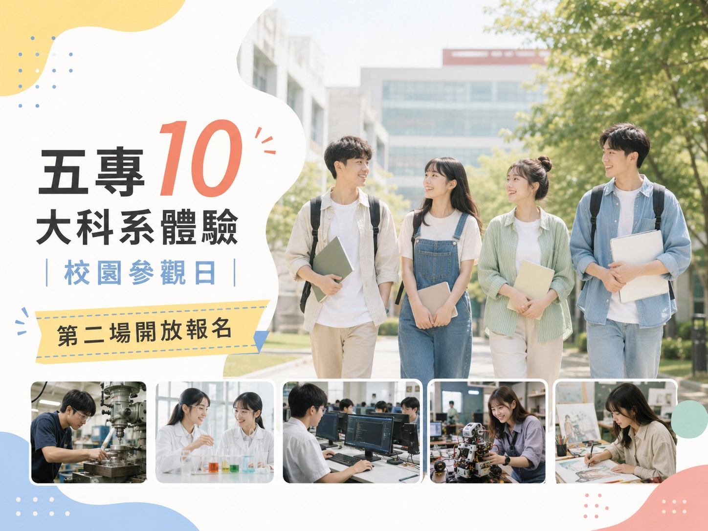 五專 10 大科系體驗｜校園參觀日 第二場開放報名