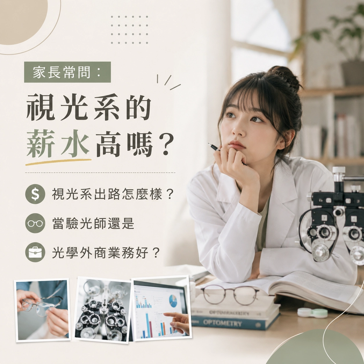視光系的薪水高嗎？視光系出路怎麼樣？當驗光師還是光學外商業務好？