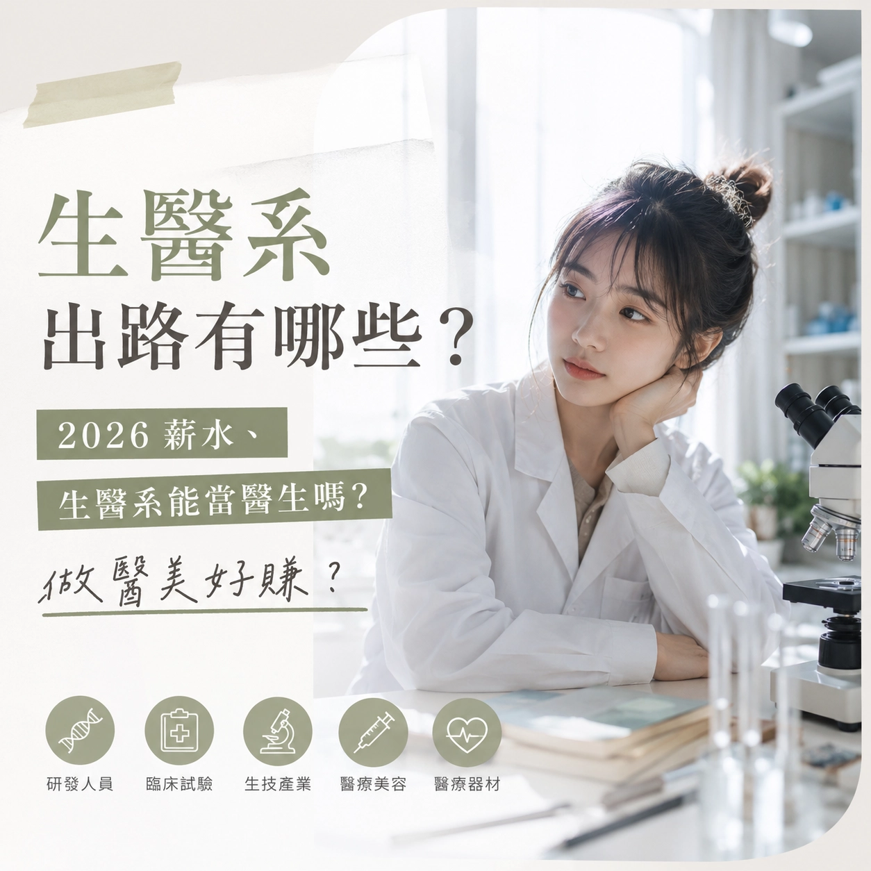 生物醫學美容系出路有哪些？2026 薪水、生醫系能當醫生嗎？做醫美好賺？