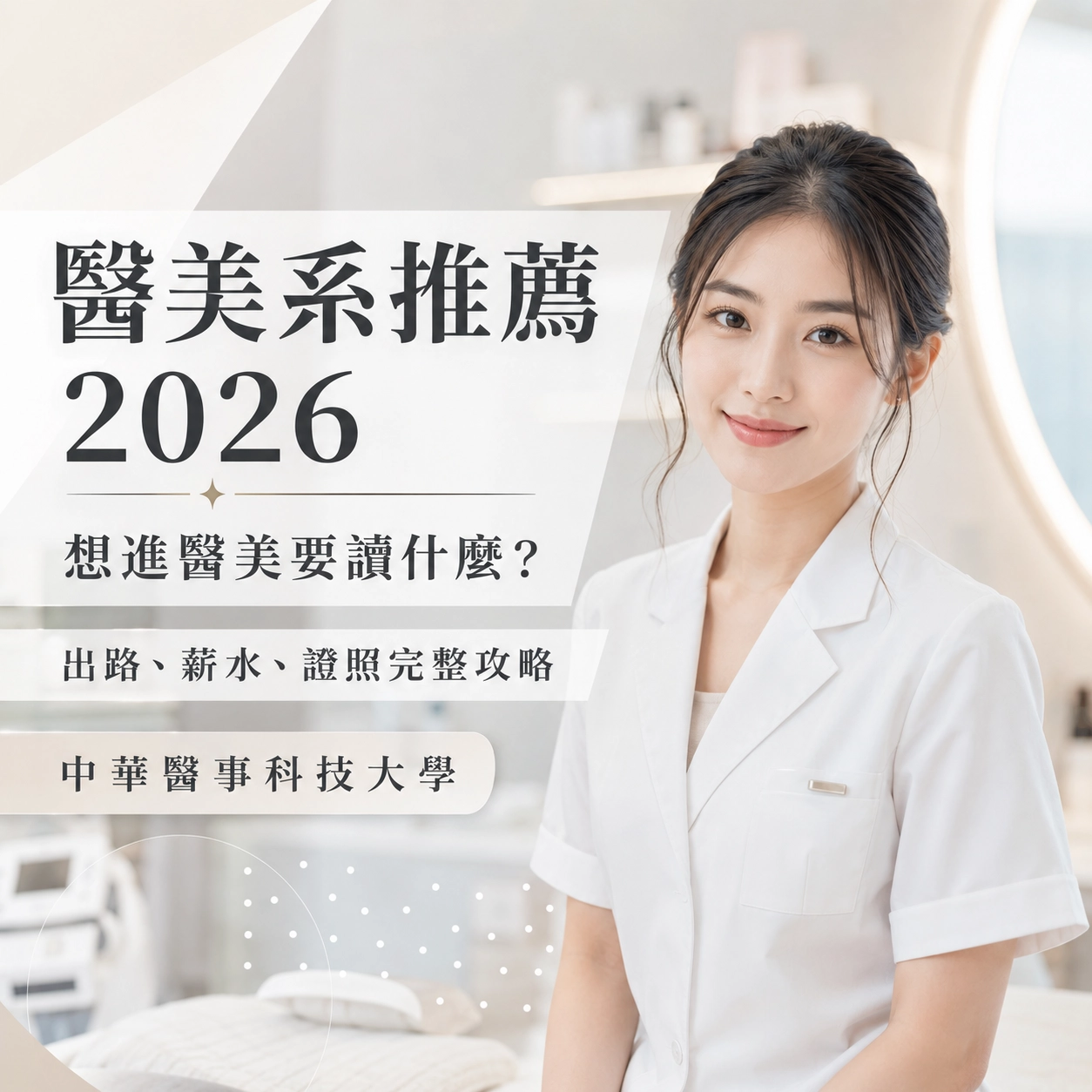 醫美系推薦 2026｜想進醫美要讀什麼？出路、薪水、證照完整攻略｜中華醫事科技大學