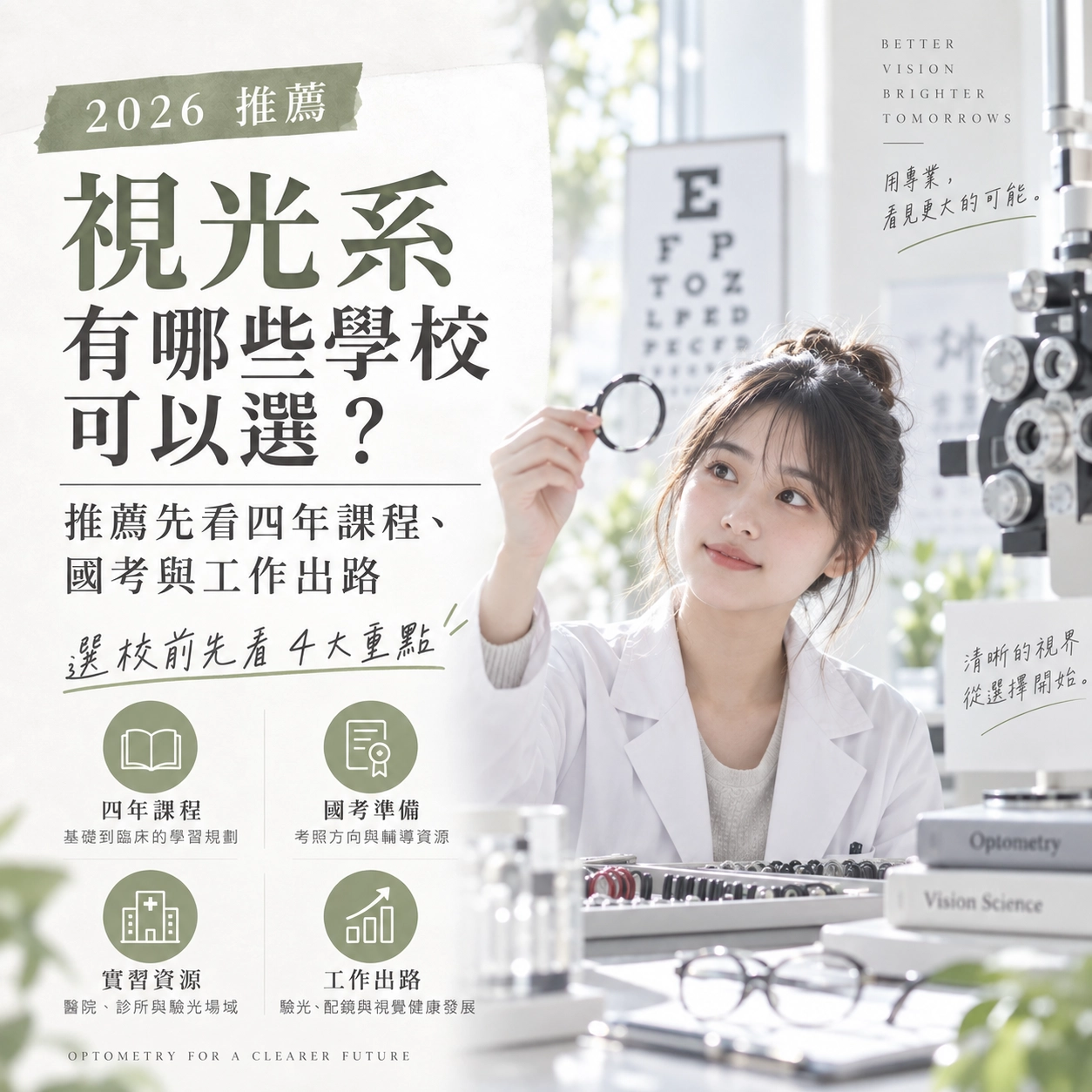 視光系有哪些學校可以選？推薦先看四年課程、國考與工作出路