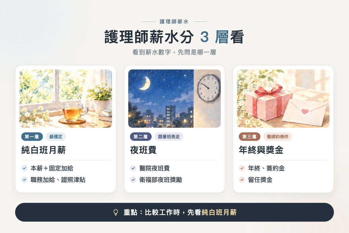 純白班月薪夜班費年終三層拆解