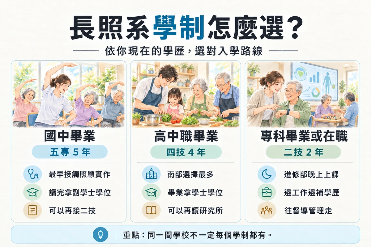 長照系學制怎麼選的三種入學路線